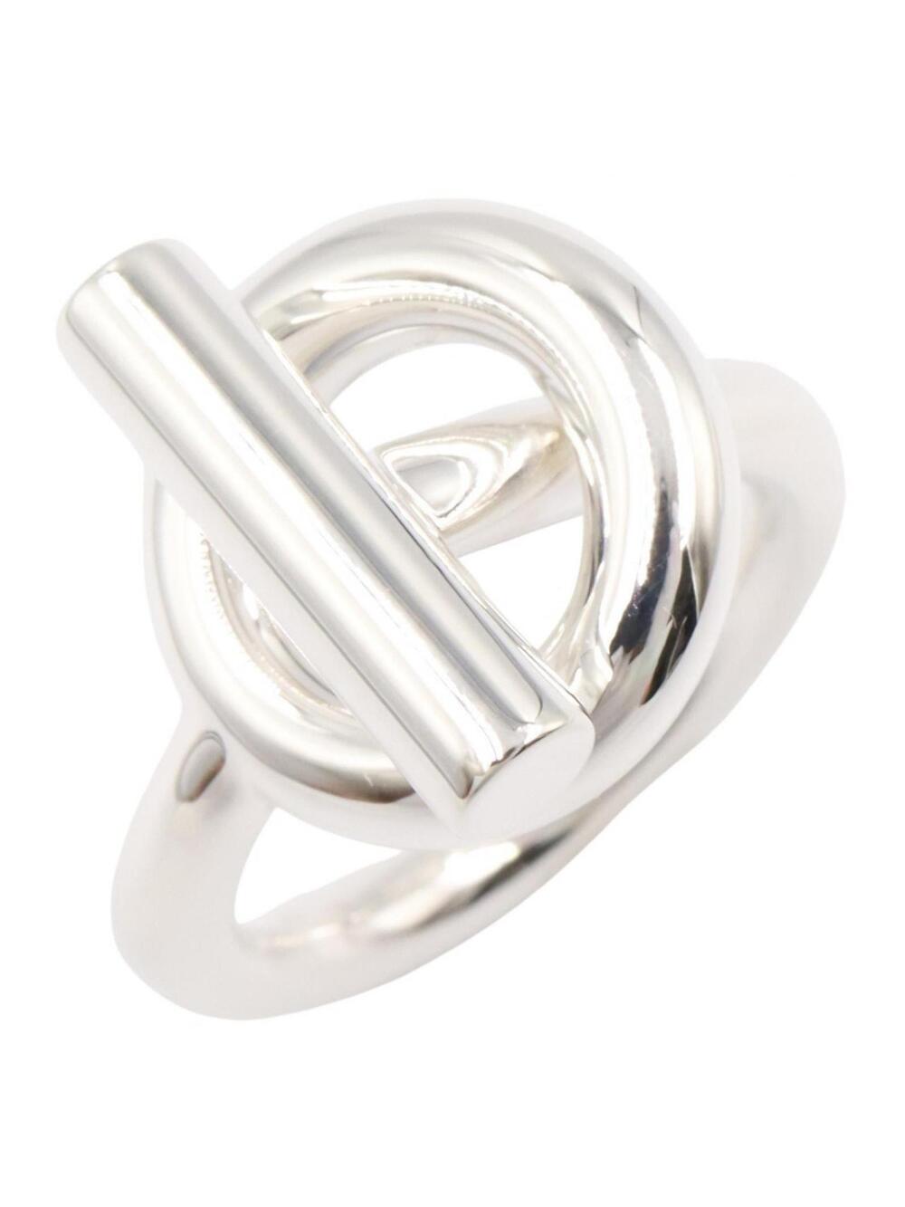 Hermes Echape Mm Ring Silver Used Women #292452H72B